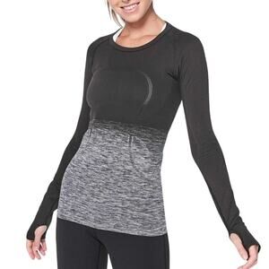 Lululemon 6 Swiftly Tech Long Sleeve Crew Top Black White Running Gym Dance